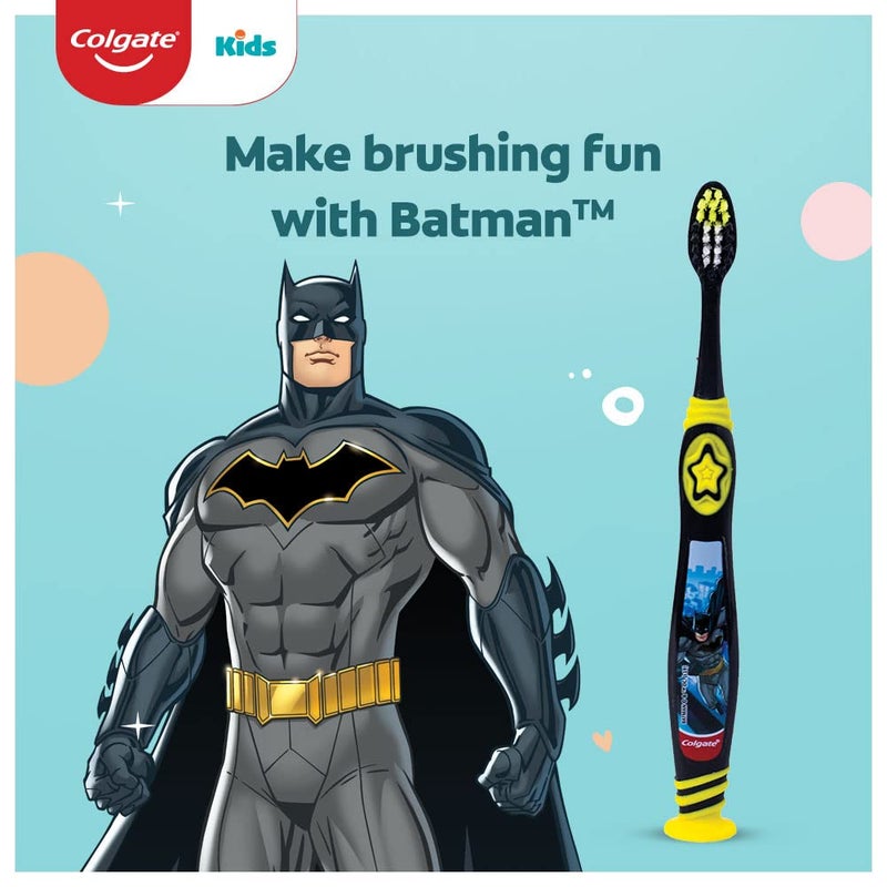 Colgate Toothpaste for Kids (6-9 years), Natural Strawberry Mint Flavour, 0% Artificial- 80g (Pack of 2) with Kid's Batman Extra Soft Toothbrush (5+ yrs) - 1 Pc - Image 5