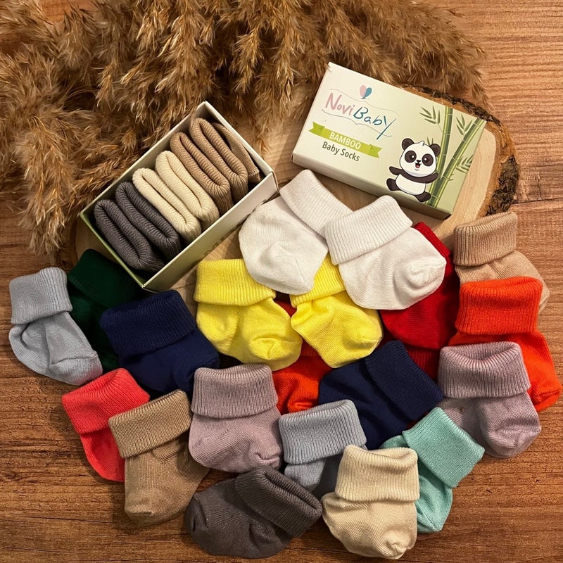 Novibaby 3-Piece Bamboo Newborn Baby Socks I Purple I 0-6 Months  - Image 3