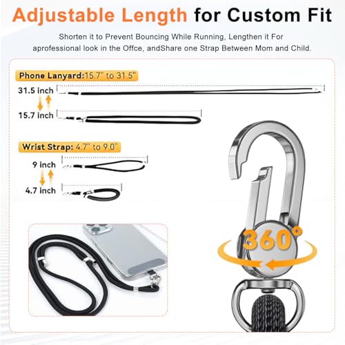 TecoKart® Crossbody Adjustable Phone Lanyard Set – Durable Anti-Drop Phone Lanyard for Mobile with Metal Chain & Card Slot – Hands-Free Phone Sling Strap for Women & Men - Image 2