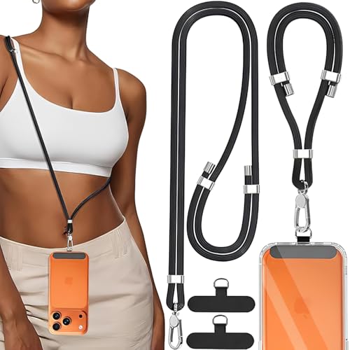 TecoKart® Crossbody Adjustable Phone Lanyard Set – Durable Anti-Drop Phone Lanyard for Mobile with Metal Chain & Card Slot – Hands-Free Phone Sling Strap for Women & Men - Image 1
