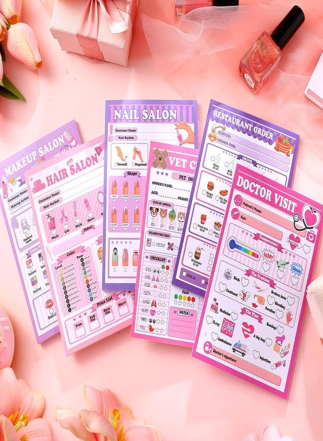 Eaasty 6 Pack Kids Pretend Play Notepads 40 Pages Pretend Pads for Kids Pretend Play Imaginative Role Play(Girls) - Image 2