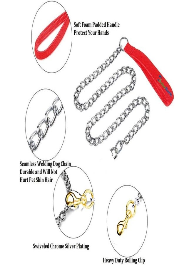 BohoBark Heavy Duty Dog Leash Metal Dog Leash Dog Chain with Padded Handle with Brass Hook - Image 3