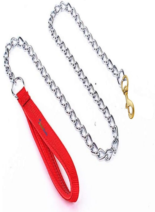 BohoBark Heavy Duty Dog Leash Metal Dog Leash Dog Chain with Padded Handle with Brass Hook - Image 1