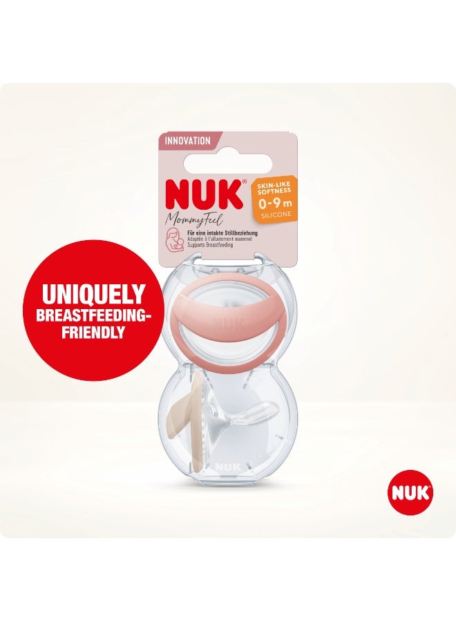 NUK MommyFeel Skin Like Feel Pacifiers | 0-9 Months | Breastfeeding Friendly Soothers | BPA-Free Silicone | Blush & Sandstone | 2 Count - Assorted - Image 2
