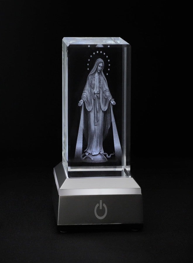 KOMI 3D Crystal Virgin Mary Figurine Statue with LED Light Base, Laser Engraved Mother Mary Statues Religious Gifts for Women Men, Night Light for Bedroom, Christian Catholic Home Decor - Image 4