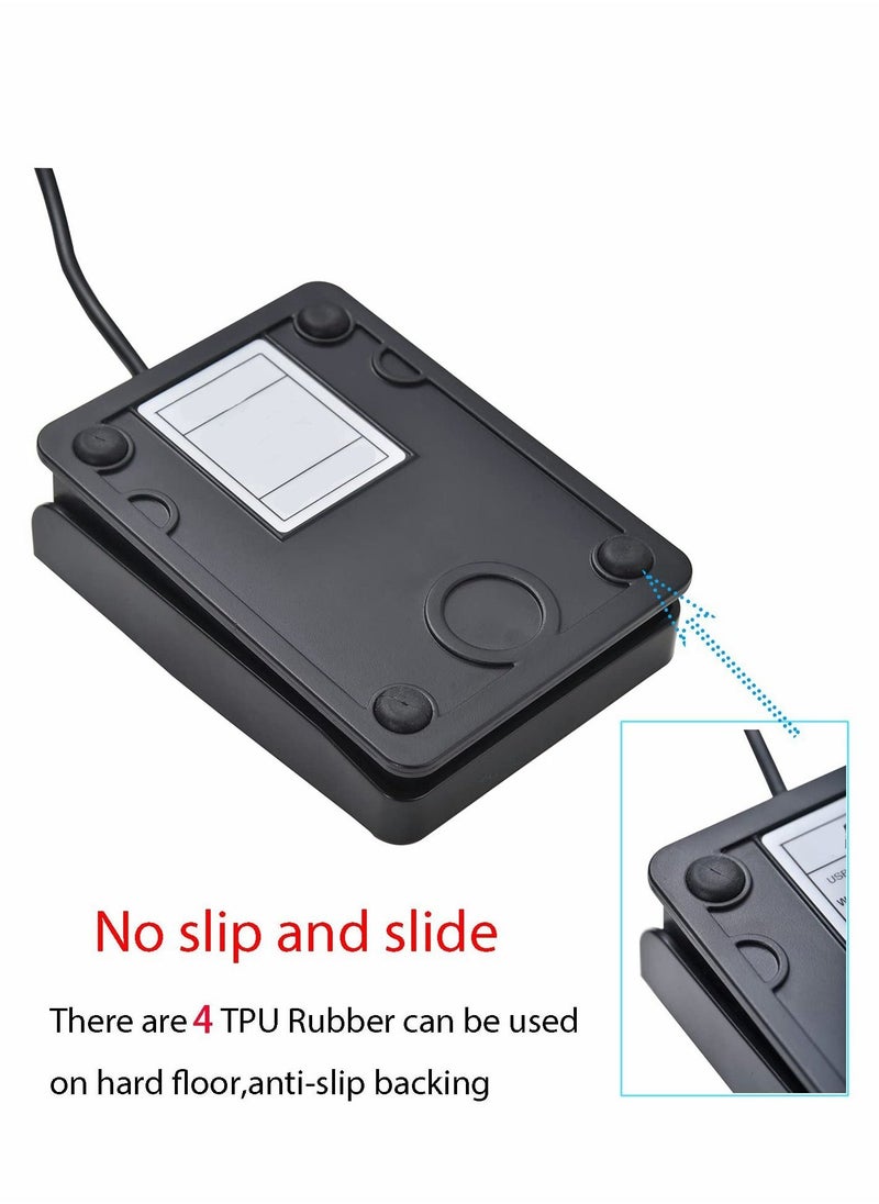 Generic - USB Foot Pedal Switch, Video Game PC Hands Free Footswitch One Key Control Program Computer Mouse Keyboard HID with 2M Cable, for Transcription, Push to talk, Zoom, Streaming, Gaming(Black) - Image 1