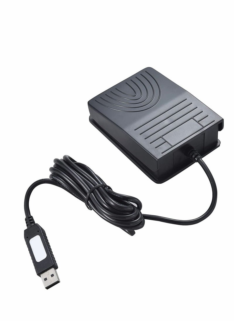 Generic - USB Foot Pedal Switch, Video Game PC Hands Free Footswitch One Key Control Program Computer Mouse Keyboard HID with 2M Cable, for Transcription, Push to talk, Zoom, Streaming, Gaming(Black) - Image 1