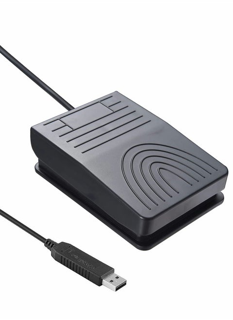 USB Foot Pedal Switch, Video Game PC Hands Free Footswitch One Key Control Program Computer Mouse Keyboard HID with 2M Cable, for Transcription, Push to talk, Zoom, Streaming, Gaming(Black)