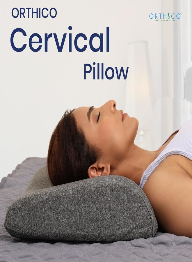 ORTHICO Gel Memory Foam Orthopedic Cervical Pillow for Neck Pain Relief, Memory Foam Pillows for Neck and Shoulder Pain, Ideal for Spondylitis Support and Comfort (21x14x4.5 Inch) Grey - Image 3