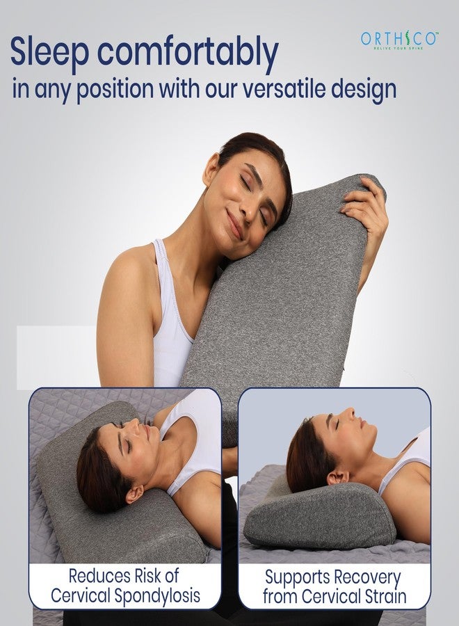 ORTHICO Gel Memory Foam Orthopedic Cervical Pillow for Neck Pain Relief, Memory Foam Pillows for Neck and Shoulder Pain, Ideal for Spondylitis Support and Comfort (21x14x4.5 Inch) Grey - Image 4