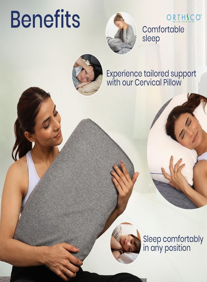 ORTHICO Gel Memory Foam Orthopedic Cervical Pillow for Neck Pain Relief, Memory Foam Pillows for Neck and Shoulder Pain, Ideal for Spondylitis Support and Comfort (21x14x4.5 Inch) Grey - Image 5