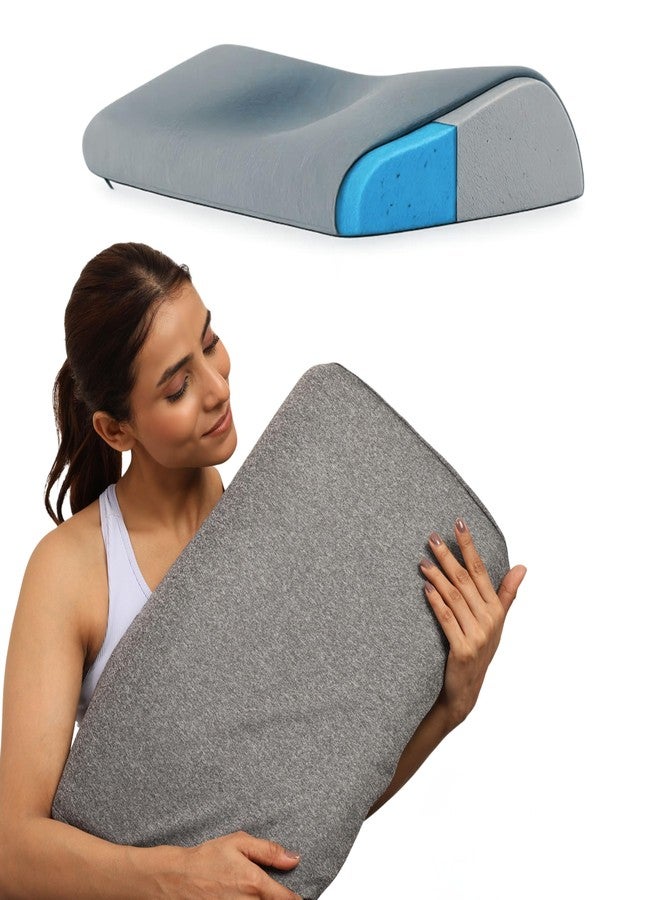 ORTHICO Gel Memory Foam Orthopedic Cervical Pillow for Neck Pain Relief, Memory Foam Pillows for Neck and Shoulder Pain, Ideal for Spondylitis Support and Comfort (21x14x4.5 Inch) Grey - Image 1