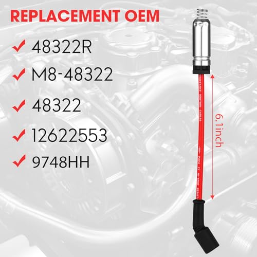 Ozikutech 8-Pack Spark Plug Wires Set Compatible with Chevy Silverado Tahoe Suburban Avalanche GMC Sierra Yukon Cadillac Escalade, Fit for 4.8 5.3 6.0 6.2 GM LS V8, Replace OEM# 9748HH 9748GG 19431551 - Image 2