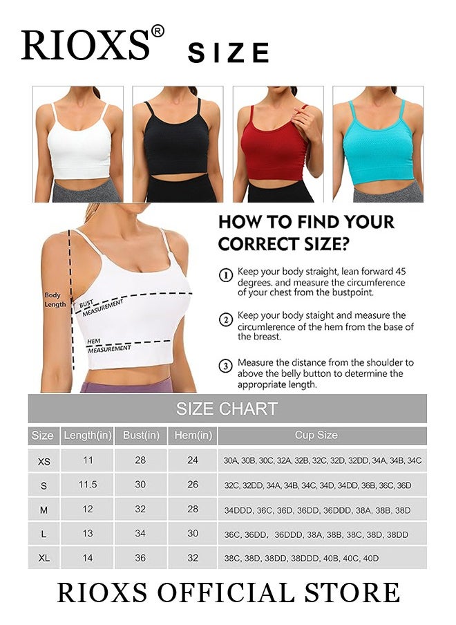 RIOXS - Women's Sports Bra Yoga Underwear Adjustable Back Strap Wireless Padded Sports Bras Shockproof Comfy Soft Stretch Seamless Tank Tops Solid Color Neckless Bra For Women Ladies - Image 1