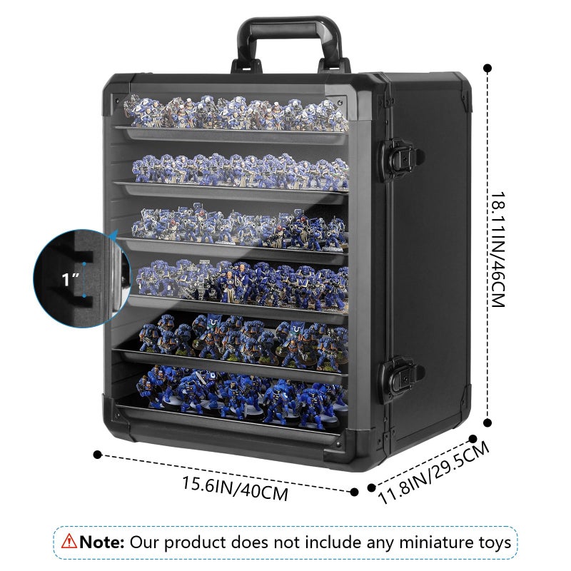 ECOVIBE Miniature Carrying Case, Miniature Storage Case with 6 Trays, Aluminum Alloy Frame, Display and Transport Action Figure Display Case ,Magnetic Compatible with Warhammer 40k DND Miniatures - Image 2