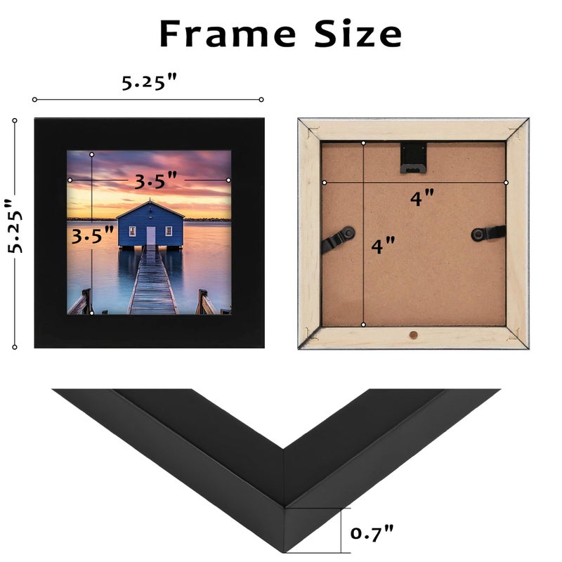 Golden State Art, Set of 9, 4x4 Picture Frames, Smartphone Instagram Frame Collection, Square Wood Frames with Tempered Glass, Black - Image 3