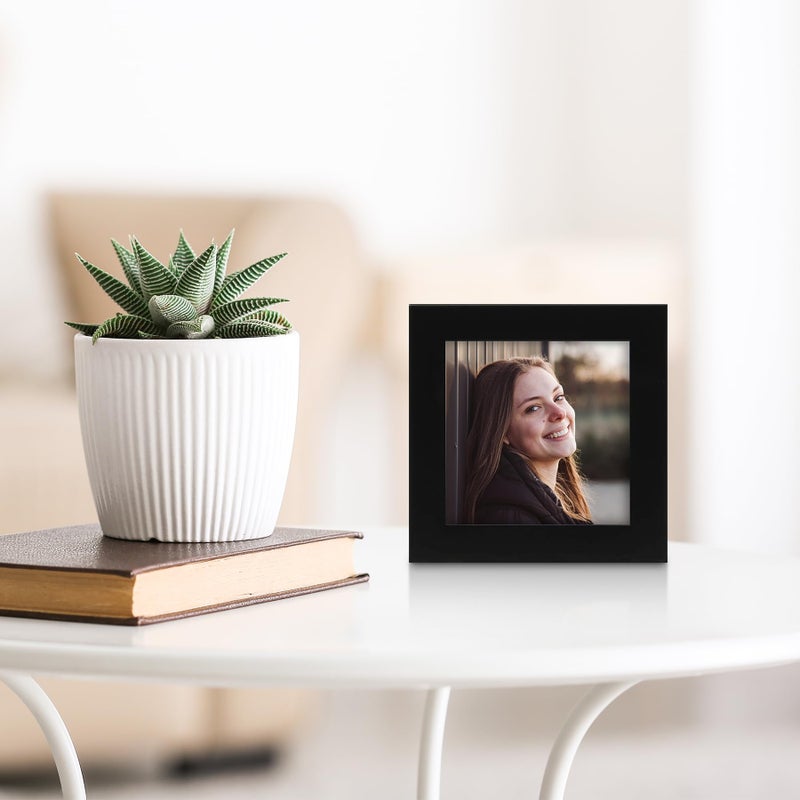 Golden State Art, Set of 9, 4x4 Picture Frames, Smartphone Instagram Frame Collection, Square Wood Frames with Tempered Glass, Black - Image 2