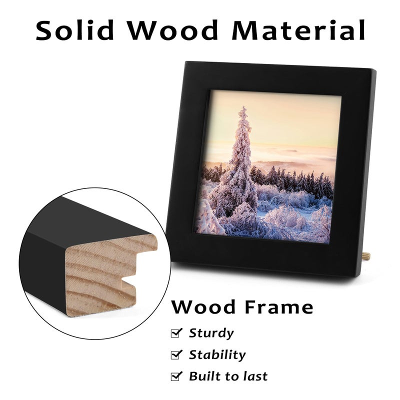 Golden State Art, Set of 9, 4x4 Picture Frames, Smartphone Instagram Frame Collection, Square Wood Frames with Tempered Glass, Black - Image 5