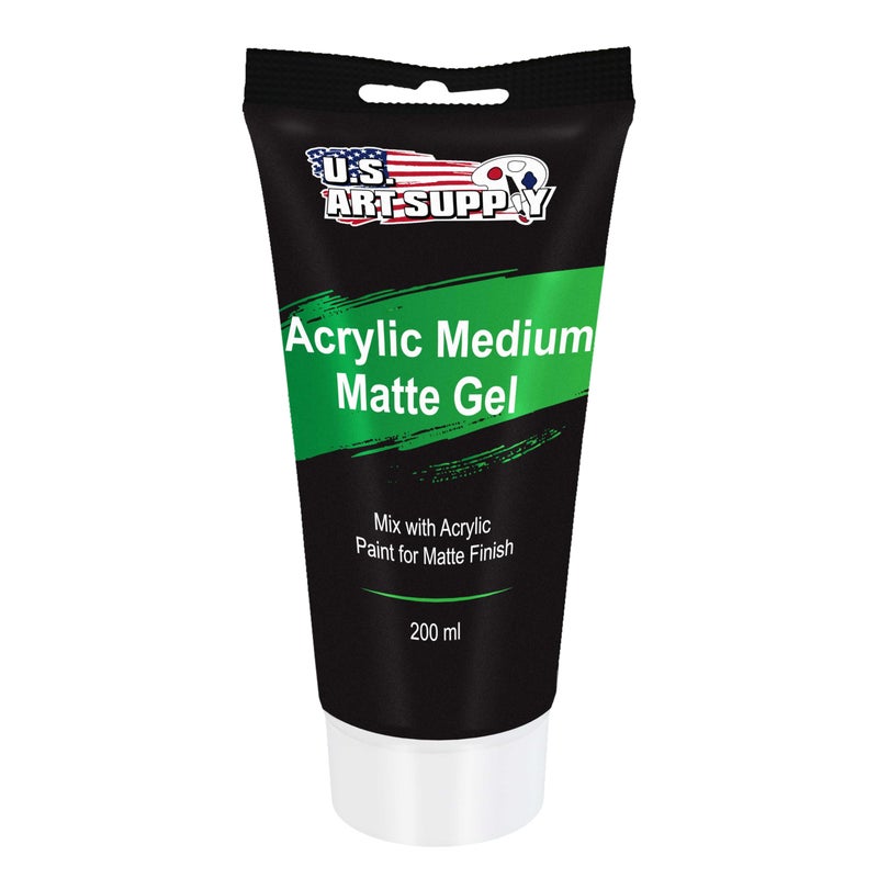 US Art Supply Clear Acrylic Medium Matte Gel 200ml 67 Ounce Tube Increase Viscosity Transparency in Acrylic Paints