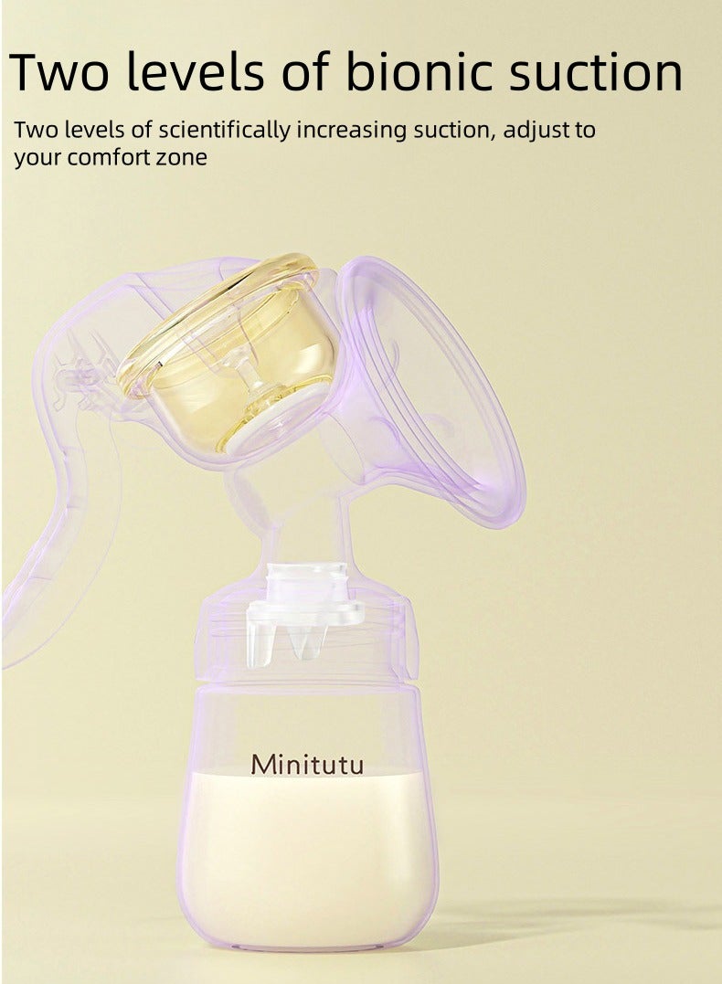 Minitutu Manual breastfeeding breast pump small portable nano antibacterial milk collector multifunctional milk bottle massage lactation - Image 4