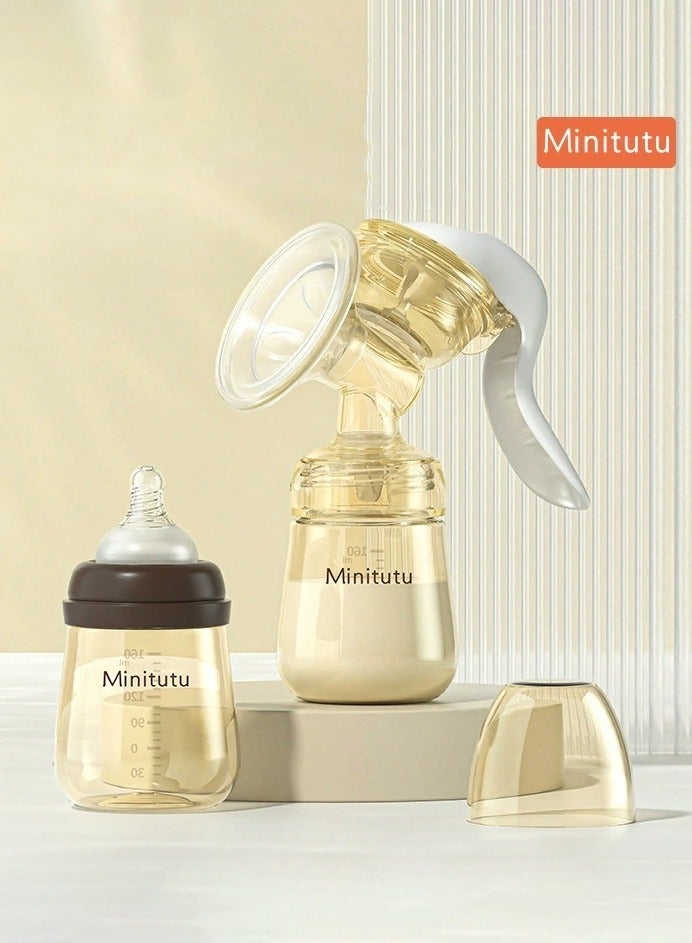 Minitutu Manual breastfeeding breast pump small portable nano antibacterial milk collector multifunctional milk bottle massage lactation - Image 1