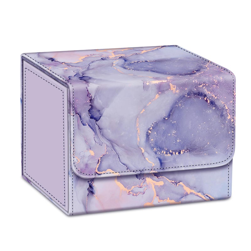 CaseBot Card Deck Box Compatible with MTGTCGCCG Magnetic Game Card Case Large Size Fits Up 180 Game Cards with PU Divider Lilac Marble
