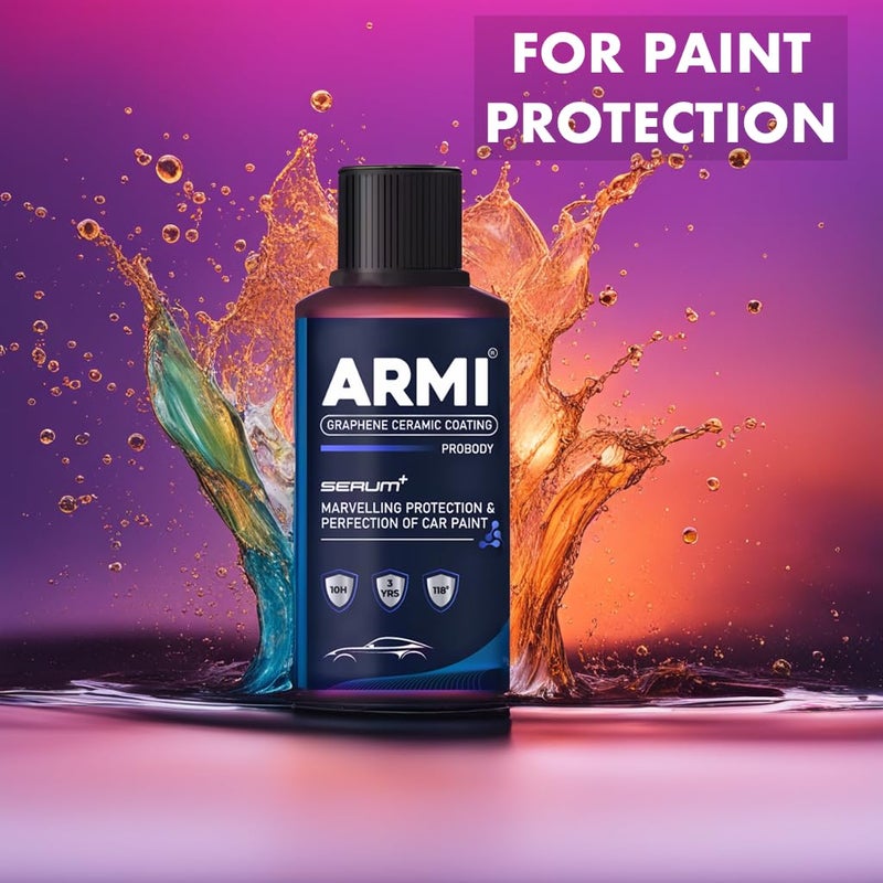 ARMI Graphene Coating For Car | Durable Paint Protection Formula | Self Cleaning | Hydrophobic Ceramic Coating | Hydrophobic Finish Spray | 30ml with free Applicator Microfibre Towel - Image 3