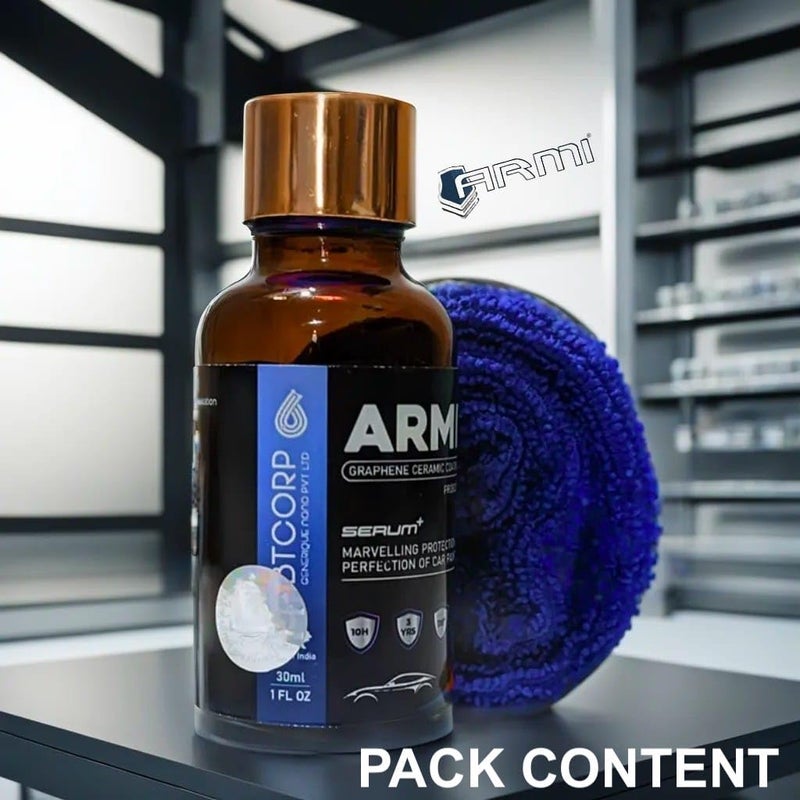 ARMI Graphene Coating For Car | Durable Paint Protection Formula | Self Cleaning | Hydrophobic Ceramic Coating | Hydrophobic Finish Spray | 30ml with free Applicator Microfibre Towel - Image 4