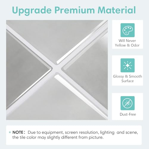 Commomy Thicker Gray Peel and Stick Tiles - 10 pcs of 12" x 12" - 3D Adhesive Square Peel and Stick Tiles Backsplash for Kitchen, Bathroom, Removable, Waterproof, Vinyl Wall Tile (Gray) - Image 2
