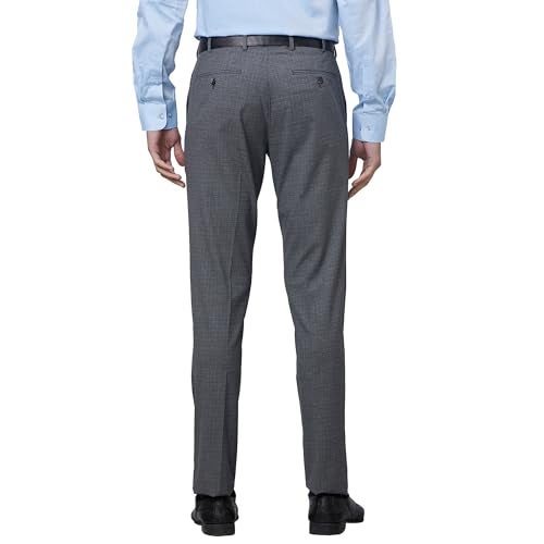 Raymond Men's Slim Fit Formal Trousers, Poly-Viscose Blend, Solid Pattern | Dark Grey - Image 4