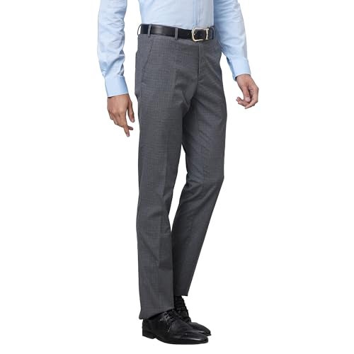 Raymond Men's Slim Fit Formal Trousers, Poly-Viscose Blend, Solid Pattern | Dark Grey - Image 2