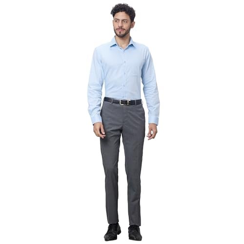 Raymond Men's Slim Fit Formal Trousers, Poly-Viscose Blend, Solid Pattern | Dark Grey - Image 5