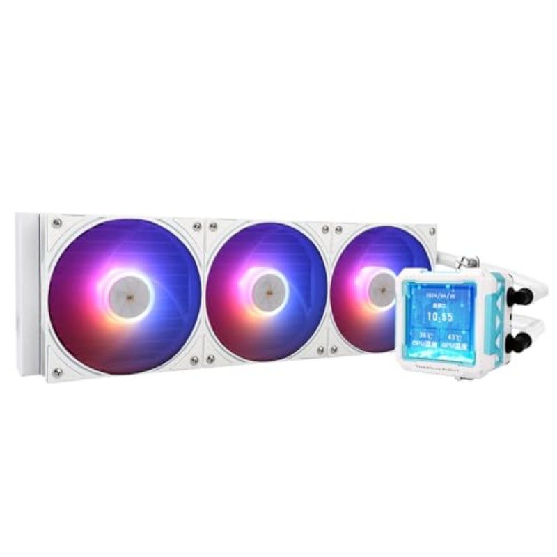 FW PRO 360 ARGB White CPU AIO CoolerIPS LCD Screen with 320 320 Resolution for AM5Intel 1700 1851 High-Performance 360 Specs Water-Cooled with 2.73in Removable Display - Image 1