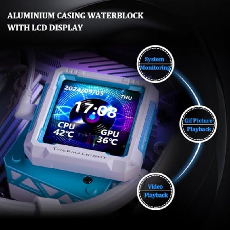 FW PRO 360 ARGB White CPU AIO CoolerIPS LCD Screen with 320 320 Resolution for AM5Intel 1700 1851 High-Performance 360 Specs Water-Cooled with 2.73in Removable Display - Image 4