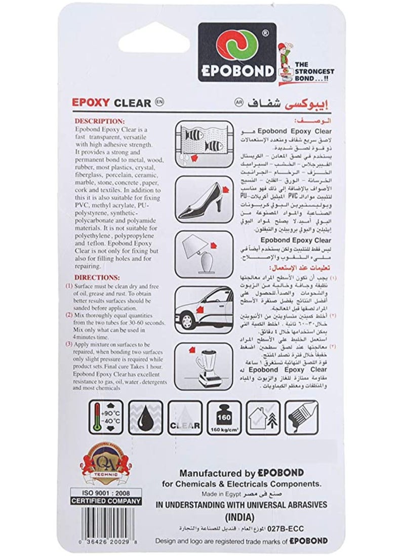Epobond - Epoxy Clear transparent super glue for metal, crystals , marble, granite, ceramic, paper, fiberglass & concrete - Image 1