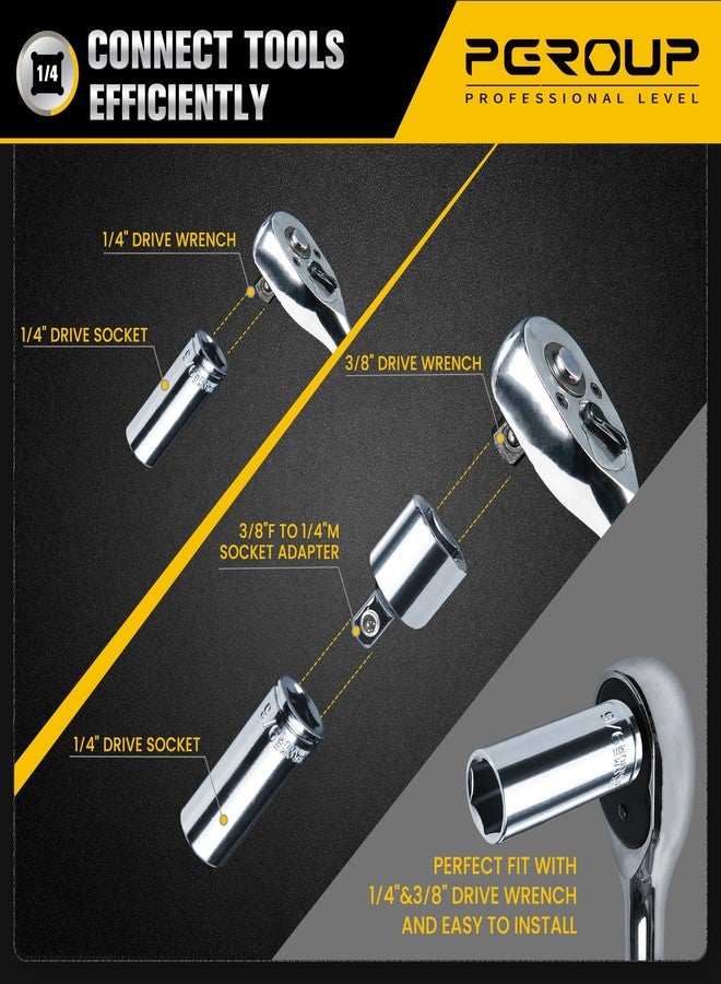 pgroup 1/4” Drive SAE Socket Set, 11PCS Deep Hex Socket Set (3/16”-9/16”), Cover Most Commonly Sizes, Cr-V Steel with 3/8”F to 1/4”M Socket Adapter - Image 3