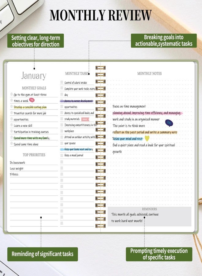 Kamoy Monthly Planner 2026-2027 - 2 Year Monthly Planner Calendar 2026-2027, Jan. 2026 - Dec. 2027, 7.3" * 9.5", 24 Months Calendar Planner with Note Pages, for Office, School Home Planning - Green - Image 5