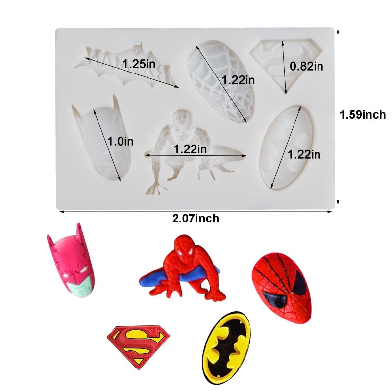 Yedadone 2 Pieces Superheros Themed Silicone Fondant Molds Cookie Fondant Molds Candy Chocolate Fondant Molds - Image 3