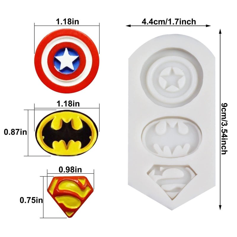 Yedadone 2 Pieces Superheros Themed Silicone Fondant Molds Cookie Fondant Molds Candy Chocolate Fondant Molds - Image 2
