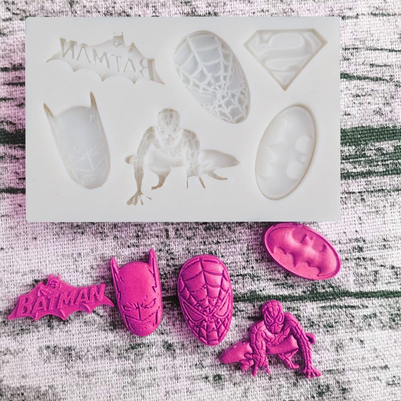 Yedadone 2 Pieces Superheros Themed Silicone Fondant Molds Cookie Fondant Molds Candy Chocolate Fondant Molds - Image 4