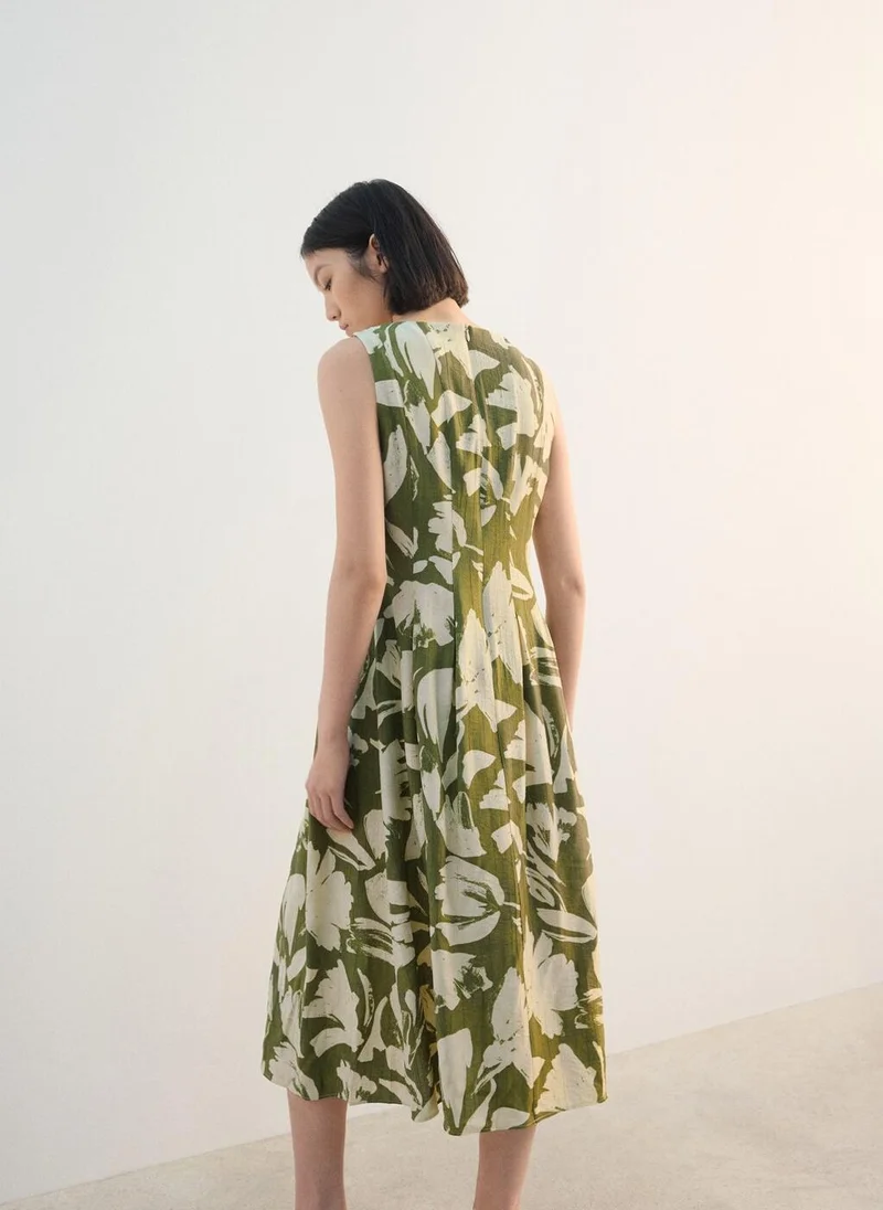 مانجو Floral-print flared dress