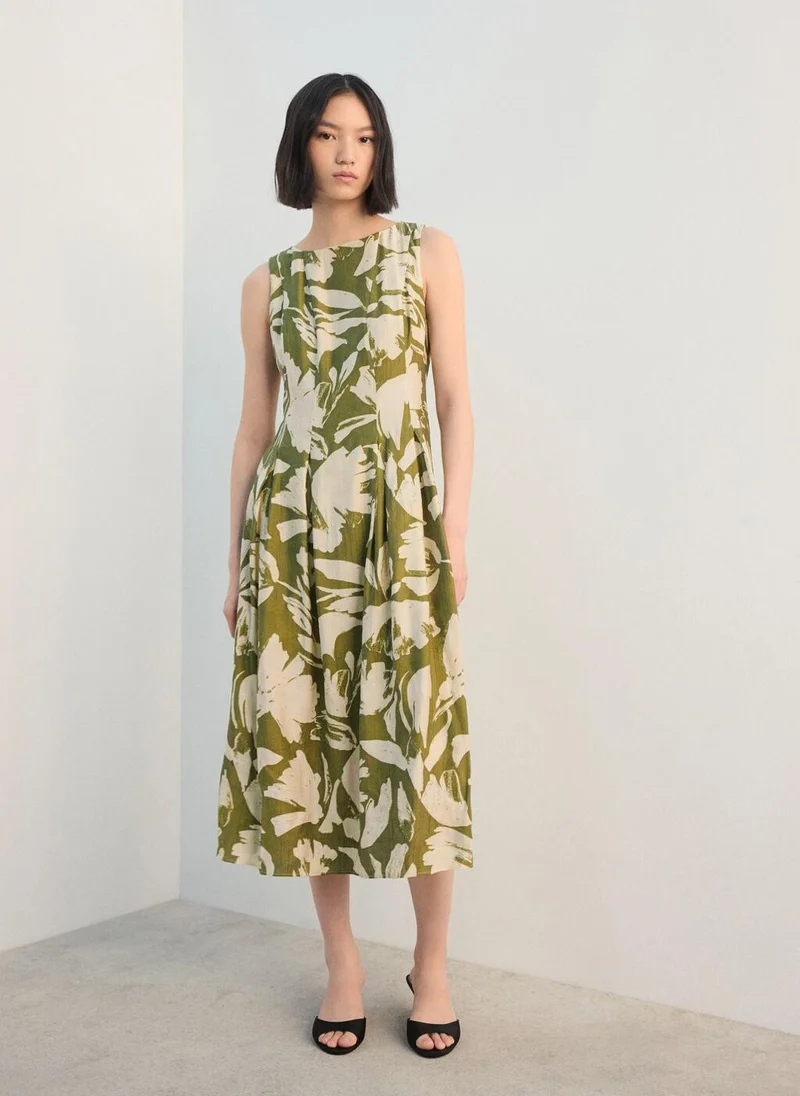 مانجو Floral-print flared dress