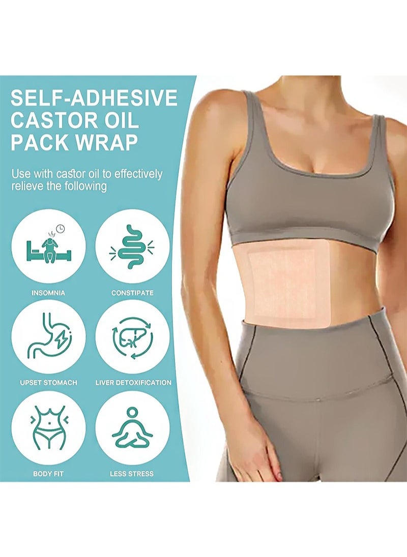 HaLunhi 4 Pack Disposable Castor Oil Packs, Castor Oil Wraps for Liver Detoxification, Highly Absorbent 8.5" * 7.5" Self-Adhesive Castor Oil Wraps Organic Cotton, No Wash, Easy to Use, Anti-Leak - Image 2