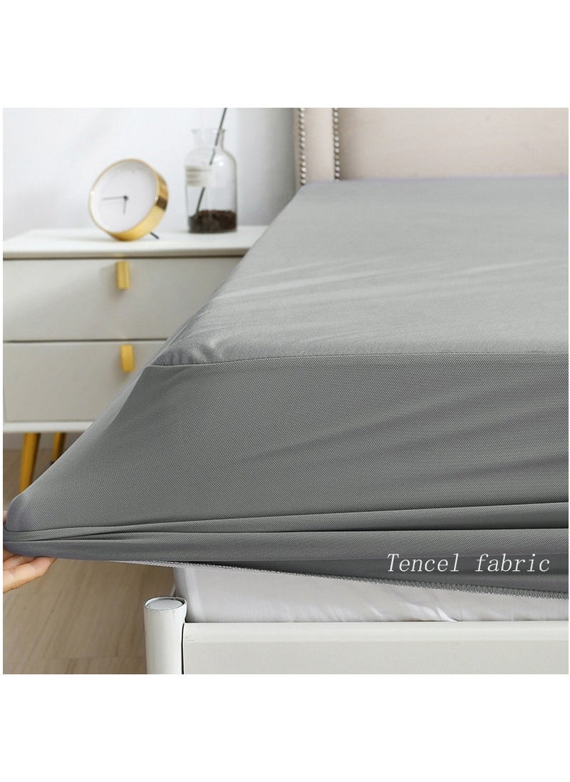 Fabienne Tencel Waterproof Mattress Protector 180x200cm King Size with 2 Pillowcases Tencel+TPU High Absorption Pad Cover for Bed 100% Waterproof Tencel Jersey Mattress Protector Grey  - Image 2