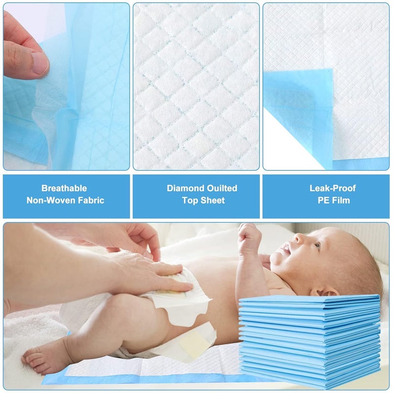 Bgtecho 100 Pack Disposable Changing Pads 17 X 13 Inch Disposable Pads for Baby Waterproof Diaper Changing Pad LeakProof Breathable Underpads Table Protector Mat Baby Underpads LinerUltra Absorbent - Image 4