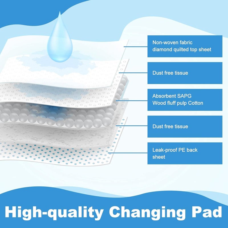 Bgtecho 100 Pack Disposable Changing Pads 17 X 13 Inch Disposable Pads for Baby Waterproof Diaper Changing Pad LeakProof Breathable Underpads Table Protector Mat Baby Underpads LinerUltra Absorbent - Image 3