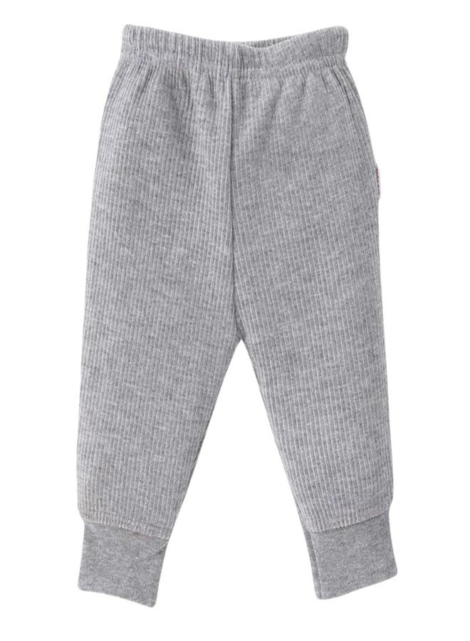 aRIC Moms Pet Kids Unisex Baby Boys & Girls Winter Wear Solid Ribbed Side Open Thermal Set| Top & Bottom Set for Winters |Full Sleeves Thermal Set| Light Grey, Size : 3-6 Months - Image 4