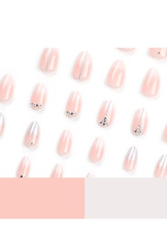 JOSQUEWNN Press On Nails Short,24pcs,Minimalist Pink Gradient Wearable Nail Tips,Stylish Glitter Short Pointed Nails For Effortlessly Elegant Fingertips!Fake Acrylic Nails With Glue Kit.  - Image 2