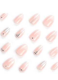 JOSQUEWNN Press On Nails Short,24pcs,Minimalist Pink Gradient Wearable Nail Tips,Stylish Glitter Short Pointed Nails For Effortlessly Elegant Fingertips!Fake Acrylic Nails With Glue Kit.  - Image 4