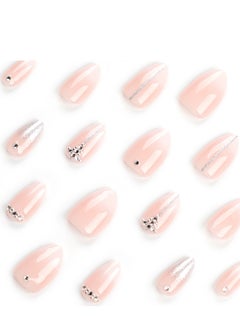JOSQUEWNN Press On Nails Short,24pcs,Minimalist Pink Gradient Wearable Nail Tips,Stylish Glitter Short Pointed Nails For Effortlessly Elegant Fingertips!Fake Acrylic Nails With Glue Kit.  - Image 3